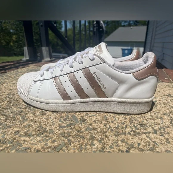 Women’s Rose Gold Adidas Superstar Sneakers - Picture 6 of 10